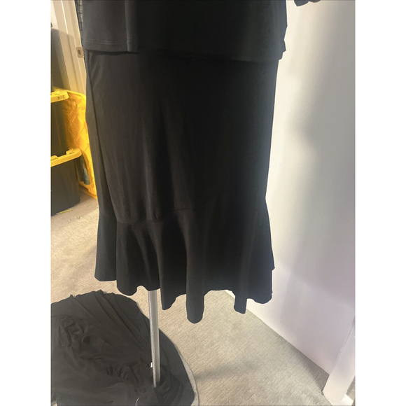 NWT Small Black Midi Skirt Contrasted Hemline By Modes Crystal - Picture 7 of 10